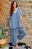 Lina Linen Blend Barrel Pant Washed Navy